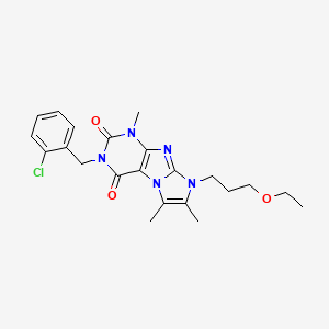 2-[(2-Chlorophenyl)methyl]-6-(3-ethoxypropyl)-4,7,8-trimethylpurino[7,8-a]imidazole-1,3-dione