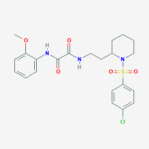 molecular formula C22H26ClN3O5S B2947769 N1-(2-(1-((4-chlorophenyl)sulfonyl)piperidin-2-yl)ethyl)-N2-(2-methoxyphenyl)oxalamide CAS No. 898406-74-1