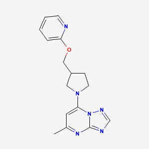 molecular formula C16H18N6O B2947784 5-Methyl-7-[3-(pyridin-2-yloxymethyl)pyrrolidin-1-yl]-[1,2,4]triazolo[1,5-a]pyrimidine CAS No. 2415504-36-6