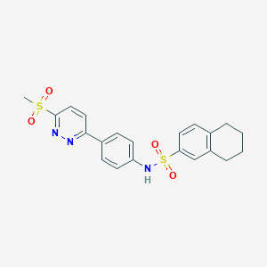 molecular formula C21H21N3O4S2 B2947790 N-(4-(6-(methylsulfonyl)pyridazin-3-yl)phenyl)-5,6,7,8-tetrahydronaphthalene-2-sulfonamide CAS No. 921837-66-3