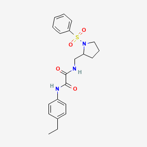molecular formula C21H25N3O4S B2947798 N1-(4-ethylphenyl)-N2-((1-(phenylsulfonyl)pyrrolidin-2-yl)methyl)oxalamide CAS No. 896268-81-8