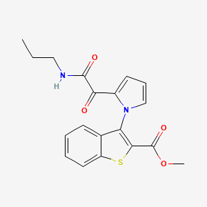 molecular formula C19H18N2O4S B2947799 methyl 3-{2-[2-oxo-2-(propylamino)acetyl]-1H-pyrrol-1-yl}-1-benzothiophene-2-carboxylate CAS No. 477872-72-3