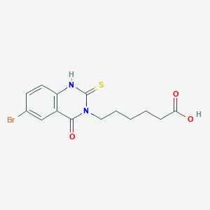 molecular formula C14H15BrN2O3S B2947818 6-(6-bromo-4-oxo-2-sulfanylidene-1H-quinazolin-3-yl)hexanoic Acid CAS No. 422288-09-3