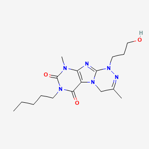 molecular formula C17H26N6O3 B2947821 1-(3-Hydroxypropyl)-3,9-dimethyl-7-pentyl-4H-purino[8,7-c][1,2,4]triazine-6,8-dione CAS No. 923509-90-4