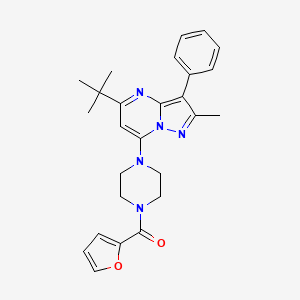 molecular formula C26H29N5O2 B2947827 1-{5-Tert-butyl-2-methyl-3-phenylpyrazolo[1,5-a]pyrimidin-7-yl}-4-(furan-2-carbonyl)piperazine CAS No. 877786-70-4