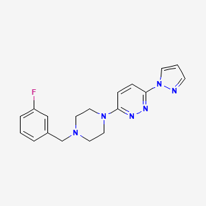 molecular formula C18H19FN6 B2947828 3-{4-[(3-fluorophenyl)methyl]piperazin-1-yl}-6-(1H-pyrazol-1-yl)pyridazine CAS No. 2415552-94-0
