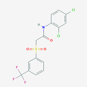 molecular formula C15H10Cl2F3NO3S B2947837 N-(2,4-dichlorophenyl)-2-{[3-(trifluoromethyl)phenyl]sulfonyl}acetamide CAS No. 339108-17-7