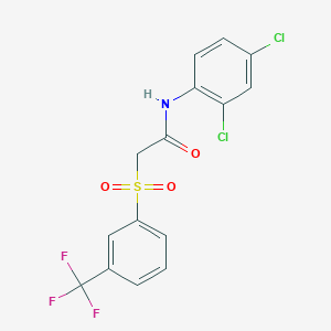 molecular formula C15H10Cl2F3NO3S B2947837 N-(2,4-dichlorophenyl)-2-[3-(trifluoromethyl)benzenesulfonyl]acetamide CAS No. 339108-17-7