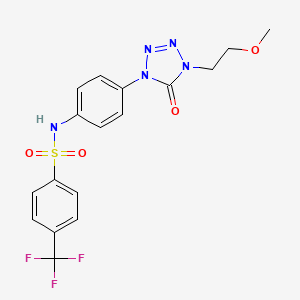 molecular formula C17H16F3N5O4S B2947844 N-(4-(4-(2-methoxyethyl)-5-oxo-4,5-dihydro-1H-tetrazol-1-yl)phenyl)-4-(trifluoromethyl)benzenesulfonamide CAS No. 1396749-58-8