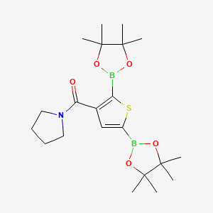 molecular formula C21H33B2NO5S B2947848 1-{[2,5-Bis(tetramethyl-1,3,2-dioxaborolan-2-yl)thiophen-3-yl]carbonyl}pyrrolidine CAS No. 2377607-12-8