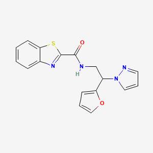 molecular formula C17H14N4O2S B2947850 N-(2-(furan-2-yl)-2-(1H-pyrazol-1-yl)ethyl)benzo[d]thiazole-2-carboxamide CAS No. 2034544-46-0