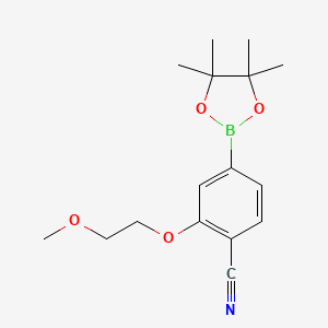 molecular formula C16H22BNO4 B2947853 2-(2-Methoxyethoxy)-4-(4,4,5,5-tetramethyl-1,3,2-dioxaborolan-2-yl)benzonitrile CAS No. 2490666-05-0