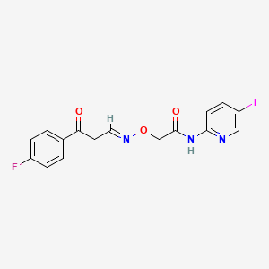 molecular formula C16H13FIN3O3 B2947860 2-({[3-(4-fluorophenyl)-3-oxopropylidene]amino}oxy)-N-(5-iodo-2-pyridinyl)acetamide CAS No. 339018-02-9
