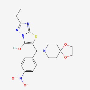 2-Ethyl-5-((4-nitrophenyl)(1,4-dioxa-8-azaspiro[4.5]decan-8-yl)methyl)thiazolo[3,2-b][1,2,4]triazol-6-ol