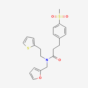 N-(furan-2-ylmethyl)-3-(4-(methylsulfonyl)phenyl)-N-(2-(thiophen-2-yl)ethyl)propanamide
