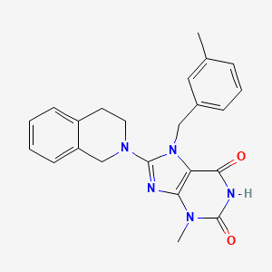 molecular formula C23H23N5O2 B2947870 8-(3,4-dihydro-1H-isoquinolin-2-yl)-3-methyl-7-[(3-methylphenyl)methyl]purine-2,6-dione CAS No. 674811-98-4