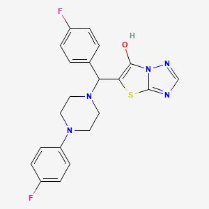 molecular formula C21H19F2N5OS B2947878 5-((4-Fluorophenyl)(4-(4-fluorophenyl)piperazin-1-yl)methyl)thiazolo[3,2-b][1,2,4]triazol-6-ol CAS No. 868220-28-4