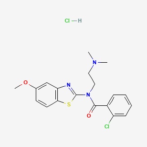 molecular formula C19H21Cl2N3O2S B2947886 2-chloro-N-(2-(dimethylamino)ethyl)-N-(5-methoxybenzo[d]thiazol-2-yl)benzamide hydrochloride CAS No. 1217069-26-5