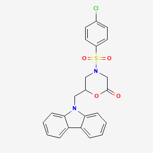 molecular formula C23H19ClN2O4S B2947889 6-((9H-carbazol-9-yl)methyl)-4-((4-chlorophenyl)sulfonyl)morpholin-2-one CAS No. 941904-33-2