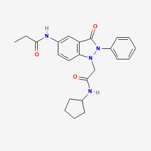 molecular formula C23H26N4O3 B2947893 N-(1-(2-(cyclopentylamino)-2-oxoethyl)-3-oxo-2-phenyl-2,3-dihydro-1H-indazol-5-yl)propionamide CAS No. 1251674-48-2