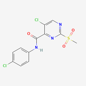 molecular formula C12H9Cl2N3O3S B2947905 5-chloro-N-(4-chlorophenyl)-2-(methylsulfonyl)pyrimidine-4-carboxamide CAS No. 902250-17-3
