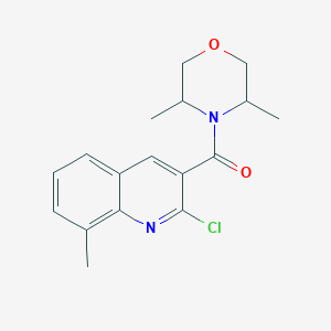 molecular formula C17H19ClN2O2 B2947936 2-Chloro-3-(3,5-dimethylmorpholine-4-carbonyl)-8-methylquinoline CAS No. 2094439-48-0