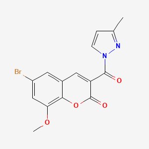 molecular formula C15H11BrN2O4 B2947937 6-Bromo-8-methoxy-3-(3-methylpyrazole-1-carbonyl)chromen-2-one CAS No. 957363-85-8