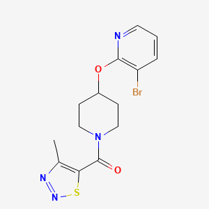 molecular formula C14H15BrN4O2S B2947939 (4-((3-Bromopyridin-2-yl)oxy)piperidin-1-yl)(4-methyl-1,2,3-thiadiazol-5-yl)methanone CAS No. 1448068-91-4