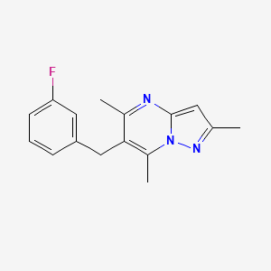 molecular formula C16H16FN3 B2947943 6-(3-Fluorobenzyl)-2,5,7-trimethylpyrazolo[1,5-a]pyrimidine CAS No. 439111-21-4