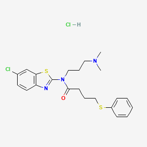 molecular formula C22H27Cl2N3OS2 B2947949 N-(6-chlorobenzo[d]thiazol-2-yl)-N-(3-(dimethylamino)propyl)-4-(phenylthio)butanamide hydrochloride CAS No. 1216409-71-0