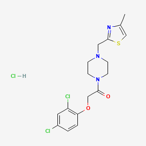 molecular formula C17H20Cl3N3O2S B2947960 2-(2,4-Dichlorophenoxy)-1-(4-((4-methylthiazol-2-yl)methyl)piperazin-1-yl)ethanone hydrochloride CAS No. 1215355-52-4