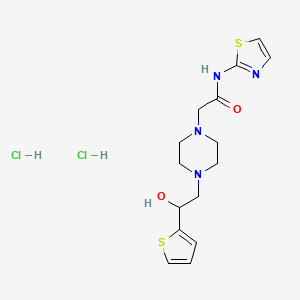 molecular formula C15H22Cl2N4O2S2 B2947963 2-(4-(2-hydroxy-2-(thiophen-2-yl)ethyl)piperazin-1-yl)-N-(thiazol-2-yl)acetamide dihydrochloride CAS No. 1396883-93-4