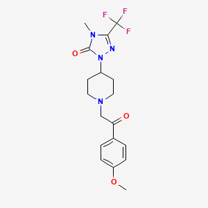 molecular formula C18H21F3N4O3 B2947972 1-(1-(2-(4-methoxyphenyl)-2-oxoethyl)piperidin-4-yl)-4-methyl-3-(trifluoromethyl)-1H-1,2,4-triazol-5(4H)-one CAS No. 2034417-69-9