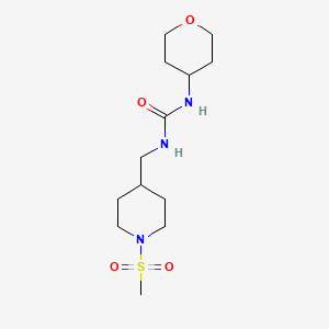 molecular formula C13H25N3O4S B2947980 1-((1-(methylsulfonyl)piperidin-4-yl)methyl)-3-(tetrahydro-2H-pyran-4-yl)urea CAS No. 2034228-47-0