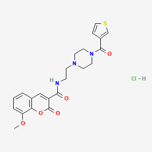 8-methoxy-2-oxo-N-(2-(4-(thiophene-3-carbonyl)piperazin-1-yl)ethyl)-2H-chromene-3-carboxamide hydrochloride