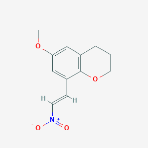 molecular formula C12H13NO4 B2947998 (E)-6-methoxy-8-(2-nitrovinyl)chroman CAS No. 301157-12-0