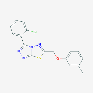 molecular formula C17H13ClN4OS B294800 3-(2-Chlorophenyl)-6-[(3-methylphenoxy)methyl][1,2,4]triazolo[3,4-b][1,3,4]thiadiazole 