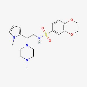 molecular formula C20H28N4O4S B2948006 N-(2-(1-甲基-1H-吡咯-2-基)-2-(4-甲基哌嗪-1-基)乙基)-2,3-二氢苯并[b][1,4]二噁英-6-磺酰胺 CAS No. 1049348-84-6