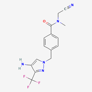 molecular formula C15H14F3N5O B2948010 4-[[4-Amino-3-(trifluoromethyl)pyrazol-1-yl]methyl]-N-(cyanomethyl)-N-methylbenzamide CAS No. 2224419-20-7