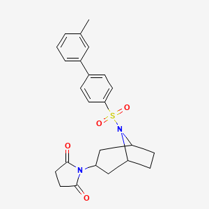 molecular formula C24H26N2O4S B2948011 1-((1R,5S)-8-((3'-methyl-[1,1'-biphenyl]-4-yl)sulfonyl)-8-azabicyclo[3.2.1]octan-3-yl)pyrrolidine-2,5-dione CAS No. 2060474-46-4