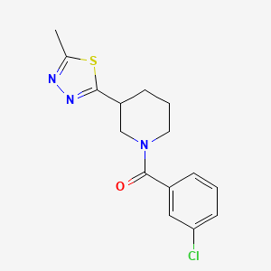 molecular formula C15H16ClN3OS B2948017 (3-Chlorophenyl)(3-(5-methyl-1,3,4-thiadiazol-2-yl)piperidin-1-yl)methanone CAS No. 1105228-85-0