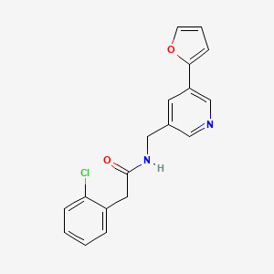 2-(2-chlorophenyl)-N-((5-(furan-2-yl)pyridin-3-yl)methyl)acetamide