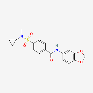 molecular formula C18H18N2O5S B2948025 N-(benzo[d][1,3]dioxol-5-yl)-4-(N-cyclopropyl-N-methylsulfamoyl)benzamide CAS No. 923482-17-1