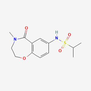 molecular formula C13H18N2O4S B2948043 N-(4-methyl-5-oxo-2,3,4,5-tetrahydrobenzo[f][1,4]oxazepin-7-yl)propane-2-sulfonamide CAS No. 922061-80-1