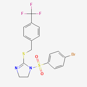 1-(4-Bromophenyl)sulfonyl-2-[[4-(trifluoromethyl)phenyl]methylsulfanyl]-4,5-dihydroimidazole
