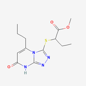 molecular formula C13H18N4O3S B2948048 Methyl 2-((7-oxo-5-propyl-7,8-dihydro-[1,2,4]triazolo[4,3-a]pyrimidin-3-yl)thio)butanoate CAS No. 891125-07-8