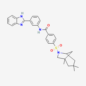 molecular formula C30H32N4O3S B2948058 N-(3-(1H-苯并[d]咪唑-2-基)苯基)-4-((1,3,3-三甲基-6-氮杂双环[3.2.1]辛-6-基)磺酰基)苯甲酰胺 CAS No. 361173-64-0