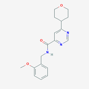 molecular formula C18H21N3O3 B2948079 N-[(2-Methoxyphenyl)methyl]-6-(oxan-4-yl)pyrimidine-4-carboxamide CAS No. 2415499-68-0