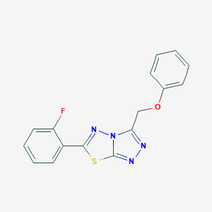 molecular formula C16H11FN4OS B294808 6-(2-Fluorophenyl)-3-(phenoxymethyl)[1,2,4]triazolo[3,4-b][1,3,4]thiadiazole 