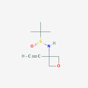 molecular formula C9H15NO2S B2948082 N-(3-Ethynyloxetan-3-yl)-2-methylpropane-2-sulfinamide CAS No. 1211284-34-2